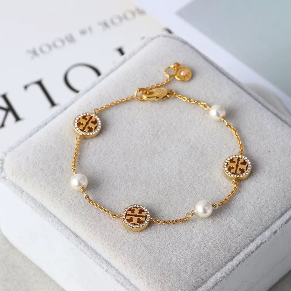 Tory Burch Gold Gemstones Circle Bracelet